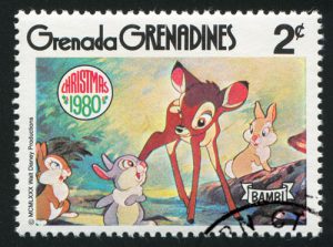 Tierbabys: Bambi auf Briefmarke