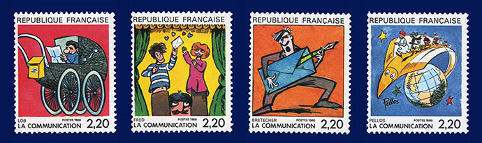 Comic Briefmarken Lob Fred Bretecher Pellos