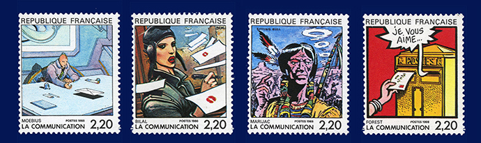 Die Comic Briefmarken von Moebius, Bilal, Marijac und Forest