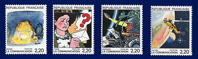 Die Comic Briefmarken von Reiser, Tardi, Mezieres und Gillon